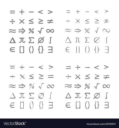 Set of monochrome icons with mathematical symbols Vector Image