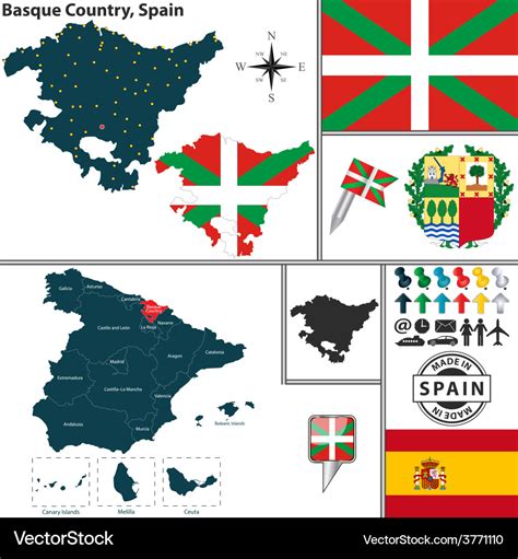 Map of basque country Royalty Free Vector Image