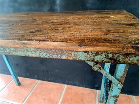 Rustic Industrial Vintage Side Table – Norfolk Vintiques