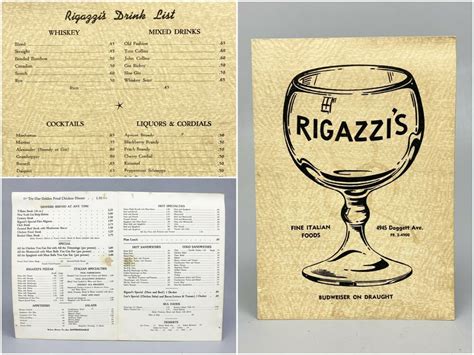 Rigazzi's on The Hill Fine Italian Foods Menu 1950s Vintage St. Louis Restaurant | eBay in 2022 ...