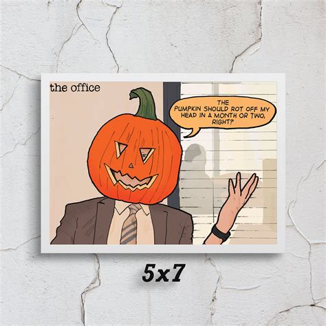 The Office Season 9 Dwight Pumpkin Head Drawing Art | Etsy