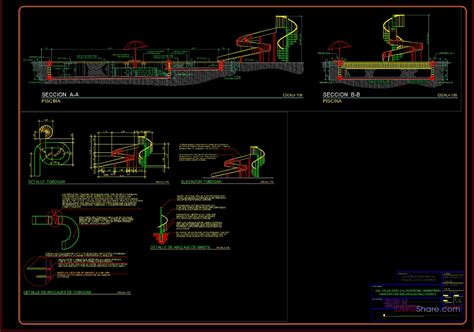 Swimming Pool With Water Slide free Autocad drawings | Swimming pools ...