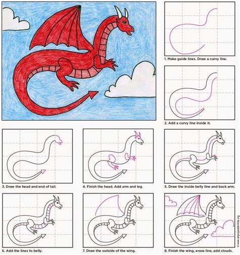 Draw a Red Dragon (Art Projects for Kids) | Drawing for kids, Easy drawings, Easy drawings for kids