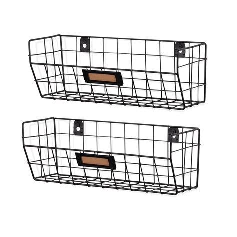 MACON Wire Basket Shelf Organizers - Set of 2 - Black , White | Wire basket shelves, Wall ...