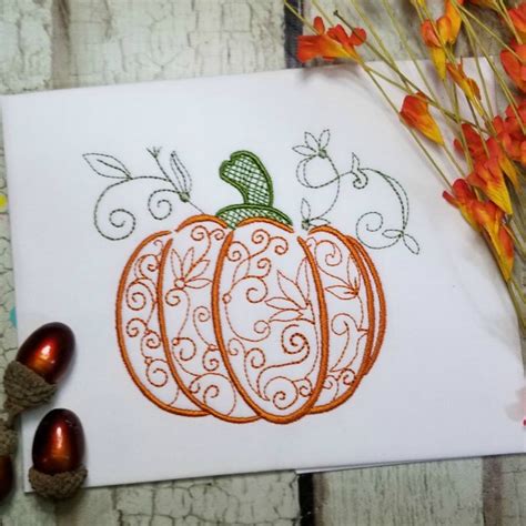 Filigree Pumpkin Machine Embroidery Design - Digital Download