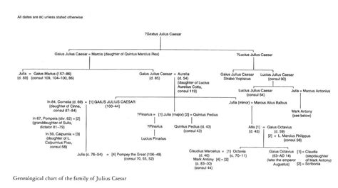 Genealogical chart of the family tree of Julius Caesar. From Antony Kamm, Julius Caesar: a life ...