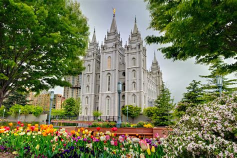 Mormon Temple LDS Salt Lake City Spring Flowers - jharrison