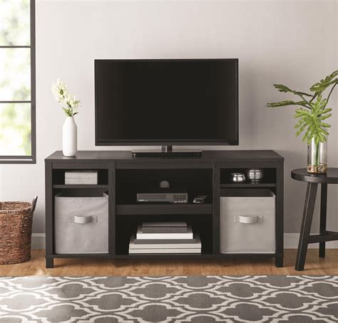 Mainstays Parsons TV Stand for TVs up to 50", True Black Oak - Walmart.com