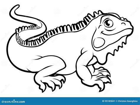 Iguana Lizard On A Stone Adult Coloring Page Royalty-Free Cartoon | CartoonDealer.com #107760539