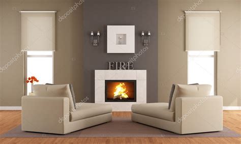 Contemporary living room with fireplace — Stock Photo © archideaphoto ...