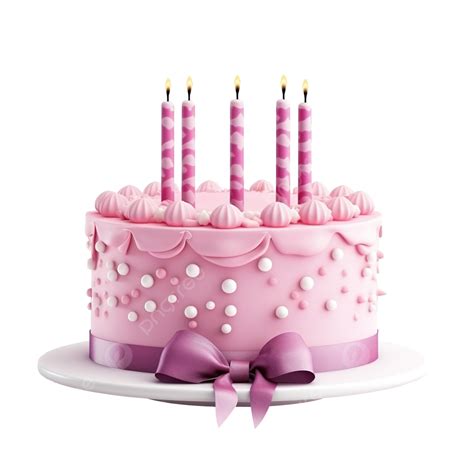 Pink Birthday Cake, Candle, Flowers, Cake PNG Transparent Image and Clipart for Free Download