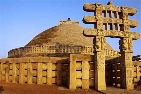 Great Stupa at Sanchi - This oldest Indian stone structure was built by king Ashoka the Great in ...