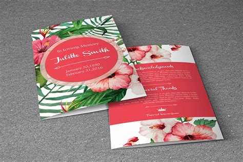 Floral Funeral Program Template Obituary Template - Etsy