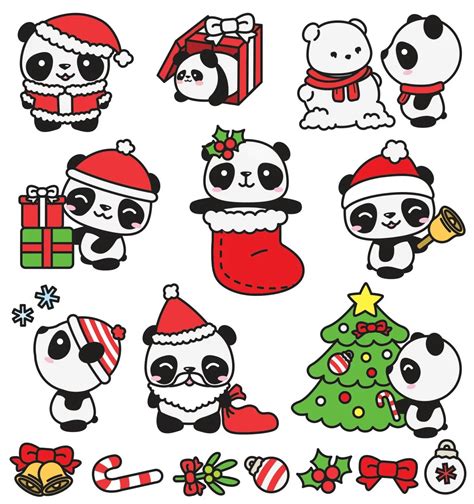 Christmas Panda, Christmas Card Art, Kawaii Christmas, Christmas ...