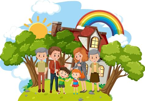 Happy family infront of the house on white background 19861829 Vector Art at Vecteezy