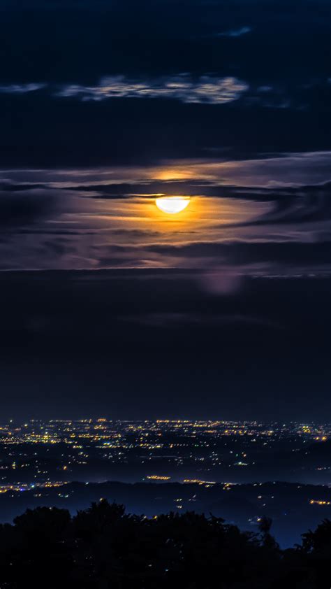 2160x3840 4K Moon Clouds Night City View Sony Xperia X,XZ,Z5 Premium ...