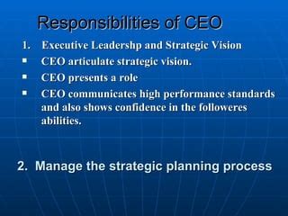 Roles And Responsibilities Of Ceo | PPT