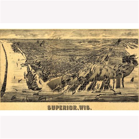 Map of Superior Wisconsin Antique Map Pictorial or Birdseye - Etsy | Perspective maps, Antique ...