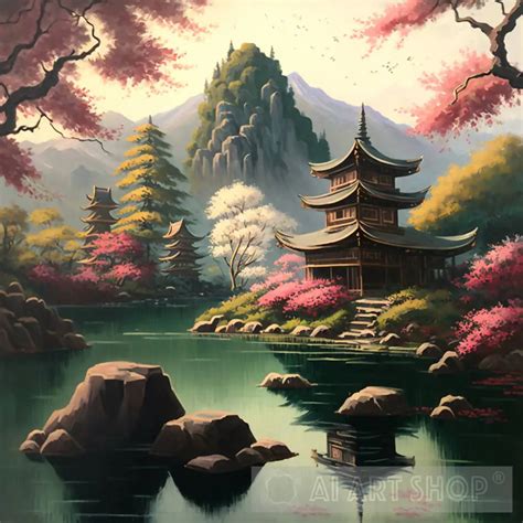 Landscape of serenity: A beautiful painting of Japan