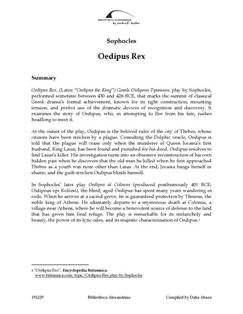 Oedipus Rex | Summaries Latin | Docsity