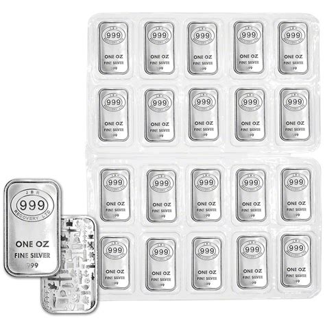 TWENTY (20) 1 oz Silver Bar JBR Recovery Ltd - 999 Fine Icons of Britain [SILVER-Bar-1oz-JBR-BI ...