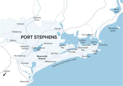 Map Of Port Stephens And Surrounds - Port Stephens Fishing Port Stephens C Map Reveal Examples ...