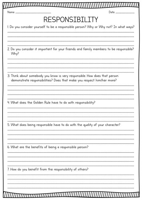 13 Best Images of Printable Worksheets On Responsibility - Kindergarten Responsibility ...