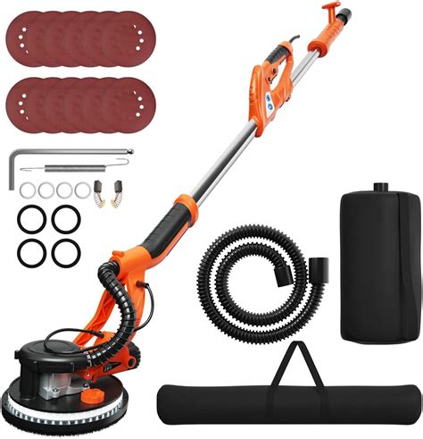 GYMAX 750W Wall Sander, Automatic Vacuum Ceiling Sanding Machine with 225mm Pads, LED Lights ...