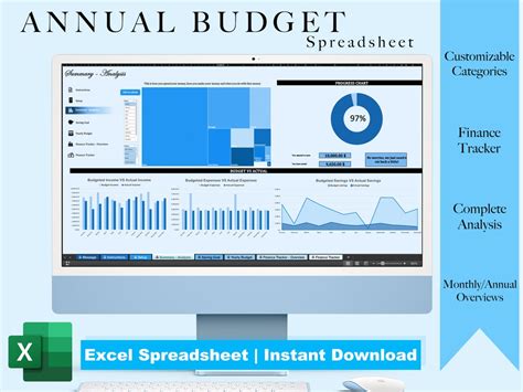 Budget Spreadsheet Excel Budget Template Customizable Categories ...