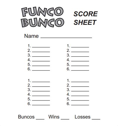 Free Printable Bunco Score Sheets - Printable Word Searches