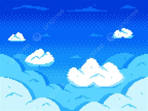 Pixel Art Sky Cloud Game Background, Fun, Clouds, Shape Background ...