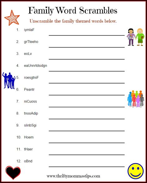 Family Puzzle Word Game Printable — Thrifty Mommas Tips