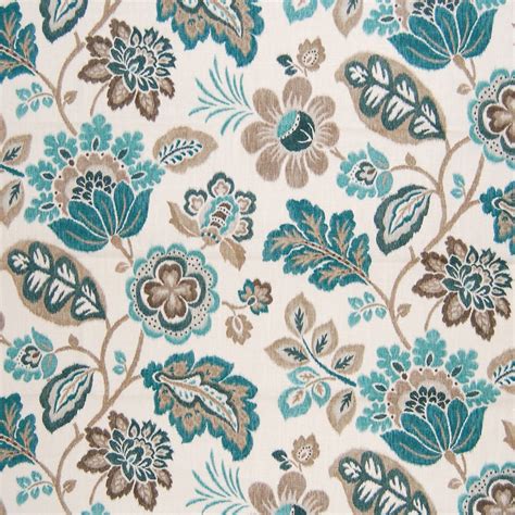 Sea Blue and Teal Contemporary Linen Upholstery Fabric