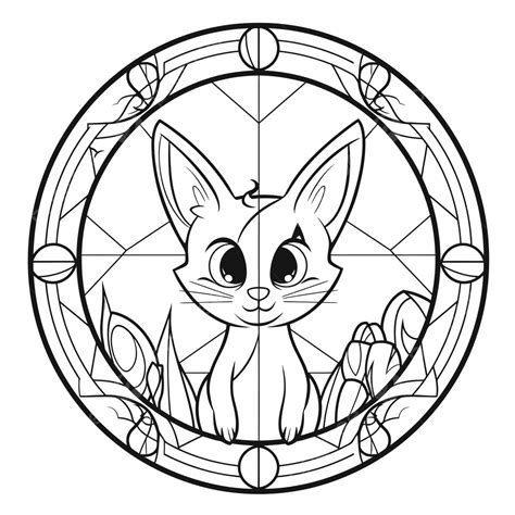 Cat In Glass Coloring Pages Outline Sketch Drawing Vector, Stained Glass Drawing, Stained Glass ...