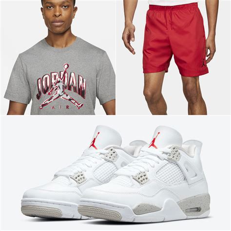 Air Jordan 4 White Oreo Tech Grey Outfit Shirt Shorts Match