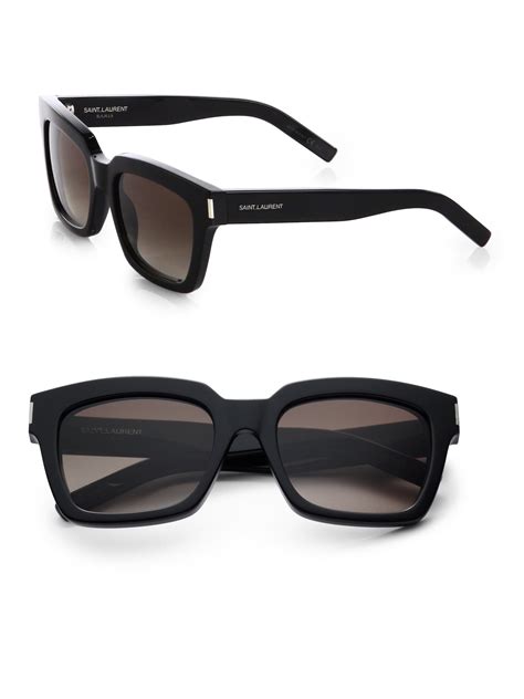 Saint Laurent Thick Square Acetate Sunglasses in Black for Men | Lyst