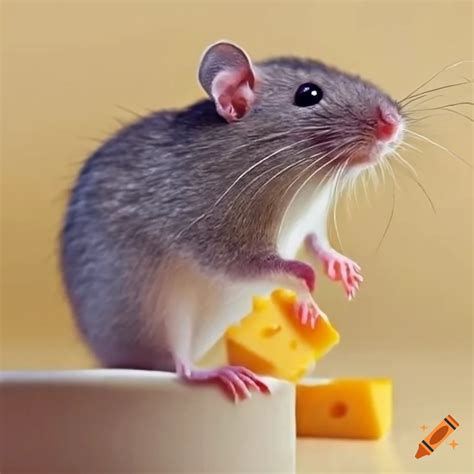Mouse eating cheese