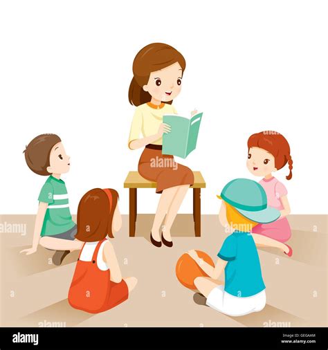 Woman Teachers Telling Story To Students, Occupation, Profession, Back ...