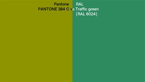 Pantone 384 C vs RAL Traffic green (RAL 6024) side by side comparison