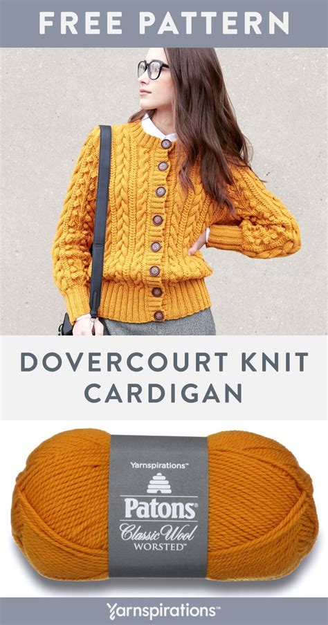 Patons Dovercourt Knit Cardigan Pattern | Yarnspirations | Cable knit ...