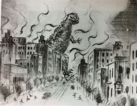 Godzilla (1954) concept storyboard | Мифические существа