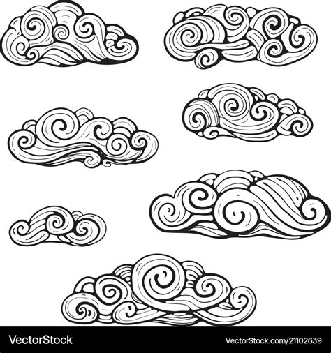 Intricate clouds swirl clip art Royalty Free Vector Image