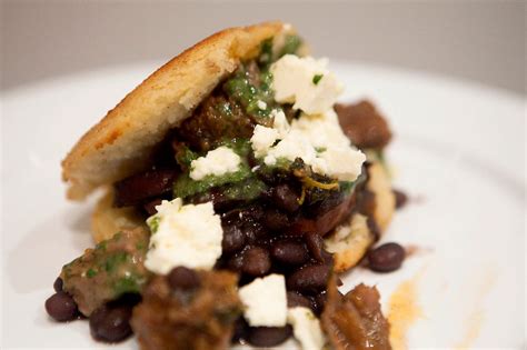 Shredded Beef Arepas with Black Beans and Cilantro... | spork me