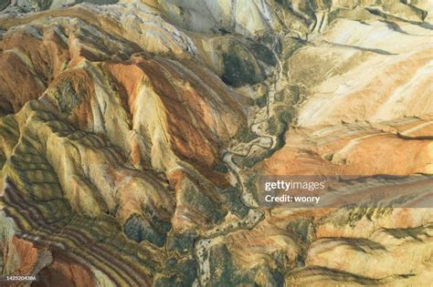 Aerial View Of Danxia Landform At Zhangye National Geopark High-Res ...