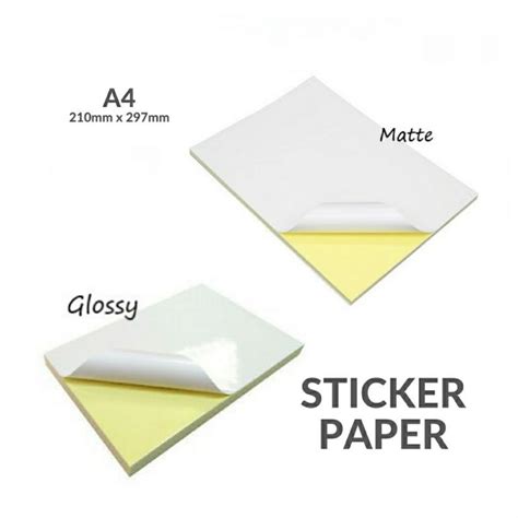 A4 STICKER PAPER 50s 100s SHEETS / SIMILI/MATTE & GLOSSY/MIRRORKOTE / MULTIPURPOSE / WAYBILL ...