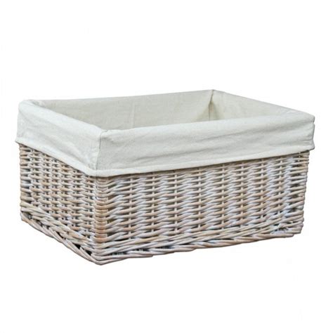 Keswick White Wash Wicker Storage Basket - The Basket Company