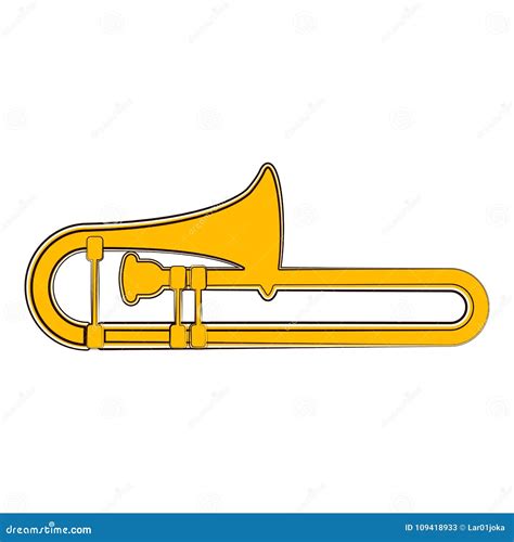 Isolated Trombone Sketch. Musical Instrument Stock Vector - Illustration of equipment, handdrawn ...