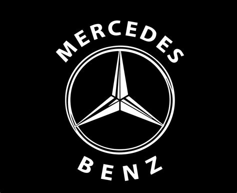 Mercedes Benz Logo Brand Symbol With Name White Design german Car Automobile Vector Illustration ...