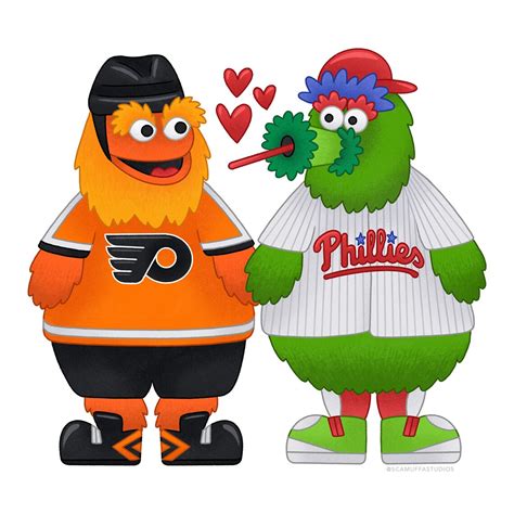 Philly Mascots In Love Print Gritty Flyers NHL Phanatic | Etsy