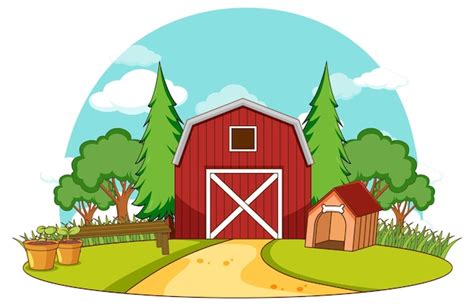 Free Vector | A simple barn in nature background